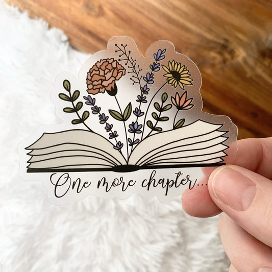 CLEAR One More Chapter Sticker, 3.5 x 2.67 in